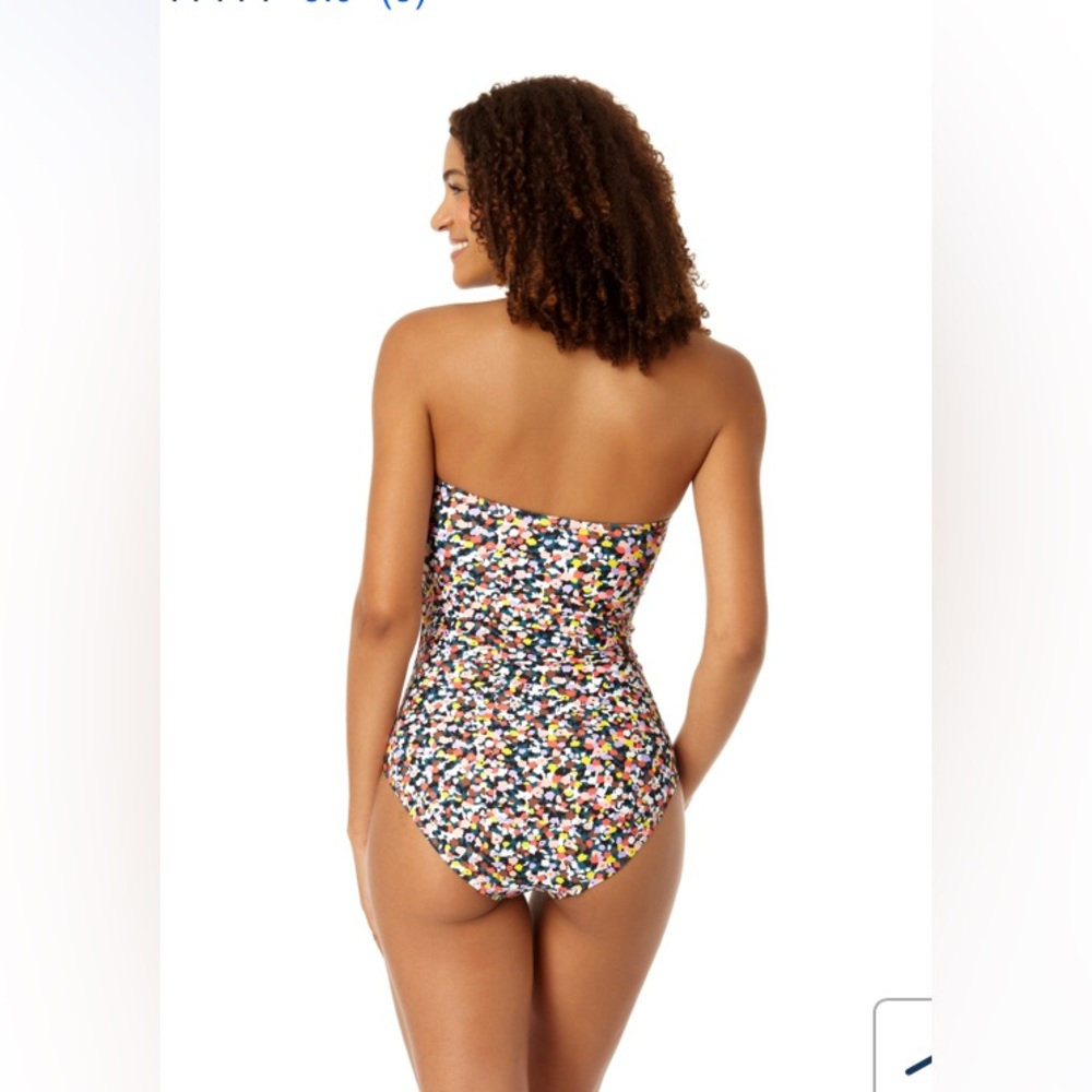 Anne Cole Multi Twist Shirred Bandeau One Piece Swimsuit Size 16 - Picture 2 of 8